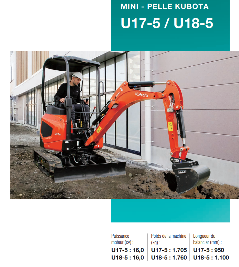 MINI PELLE KUBOTA NEUVE U18-5