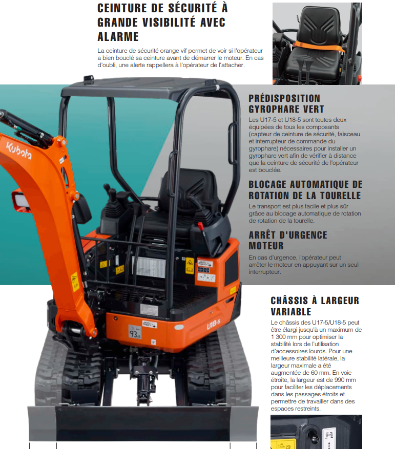 MINI PELLE KUBOTA NEUVE U18-5 – Image 7